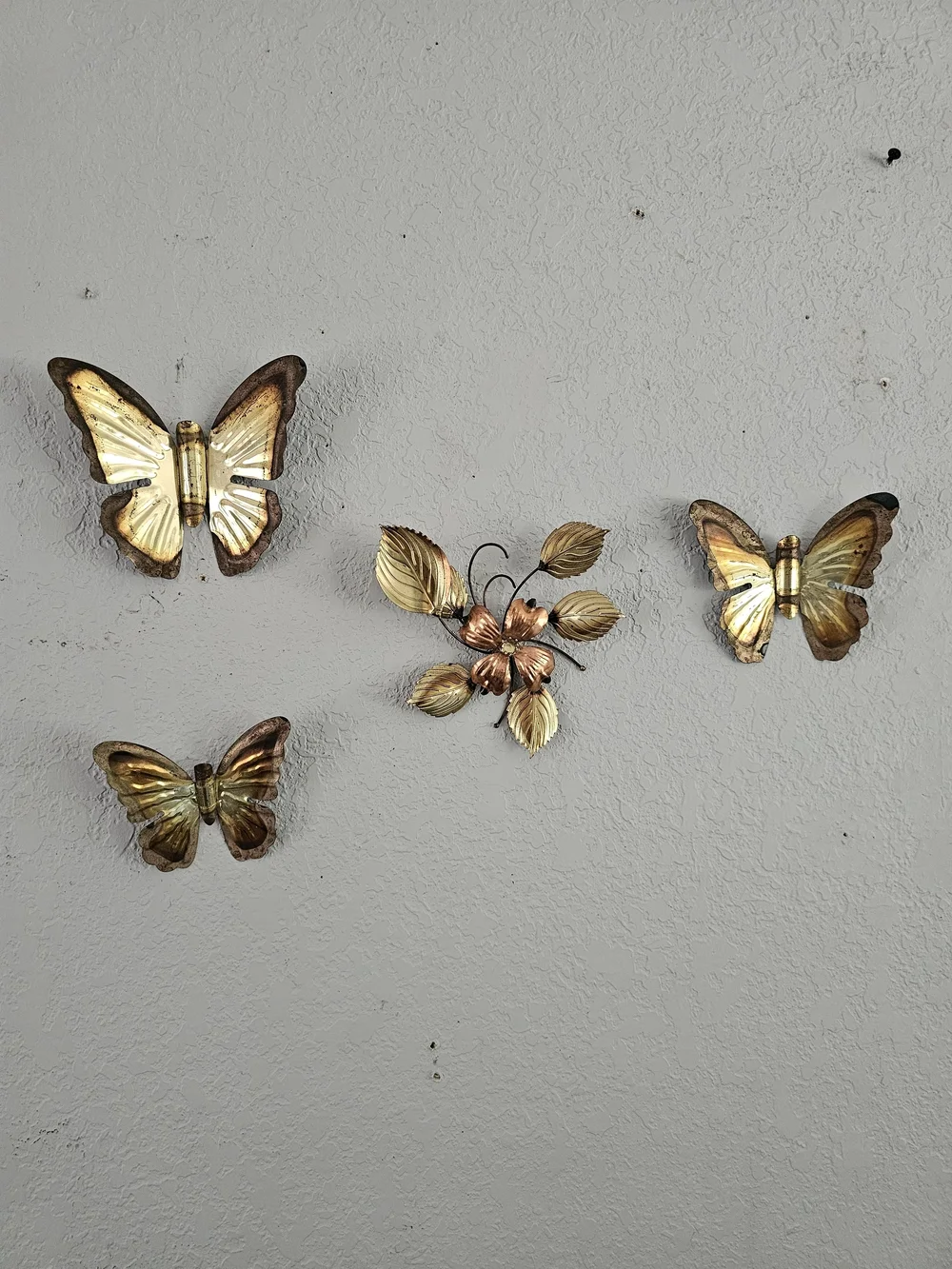 Gold Metal Butterfly Wall Decor MCM 4PCS